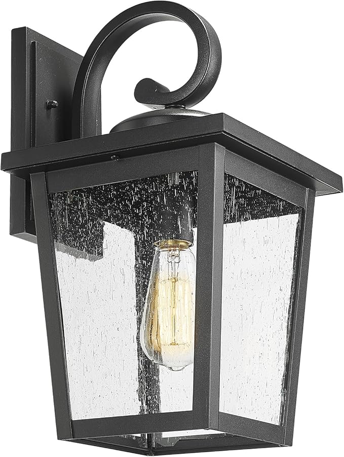 Outdoor Light Fixtures Wall Mount Waterproof Exterior Wall Lanterns with Seeded Glass Outside Wall Sconces Front Porch Lights for House Garage Doorway Patio Large