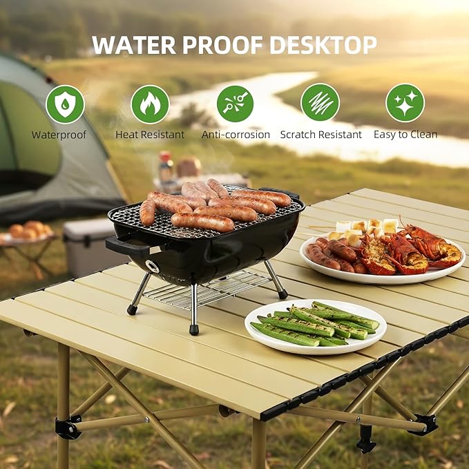 Camping Table Folding Portable Camp Lightweight Roll Up Table Adjustable Height with Carry Bag Indoor Outdoor for Camping HomePicnicBackyardBBQParty