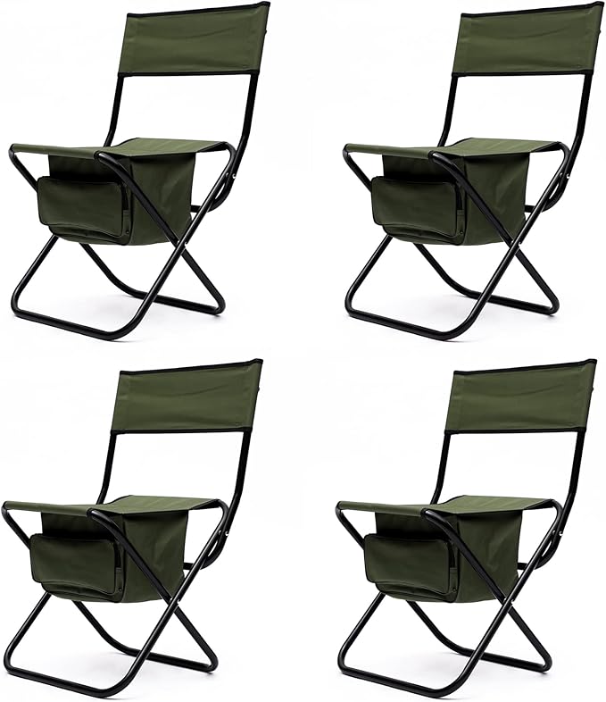 4-Piece Folding Outdoor Chair with Storage Bag Portable Chair for Indoor Outdoor Camping Picnics and FishingGreen