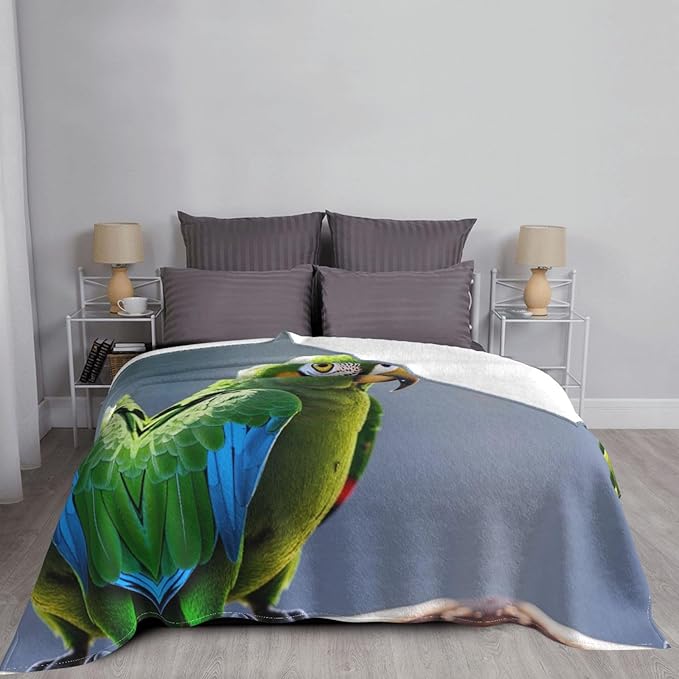 Feathers 50x40 Printed Soft Fleece Blanket for Sofa Bed and Camping - Cozy Blanket for Travel Picnics Nighttime Use
