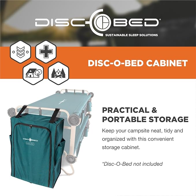 Disc-O-Bed 3-Shelf 6-Compartment Hanging Zippered Cabinet for Cam-o-Bunks Green