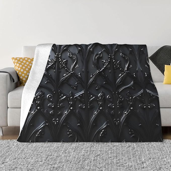 Black Fence 80x60 Printed Soft Fleece Blanket for Sofa Bed and Camping - Cozy Blanket for Travel Picnics Nighttime Use