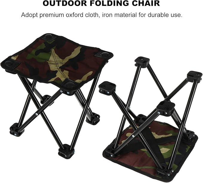 Mipcase Portable Folding Fishing Stool Outdoor Camping Chair with Camouflage Pattern Lightweight Foldable Seat for Hiking Fishing and Travel Random Color