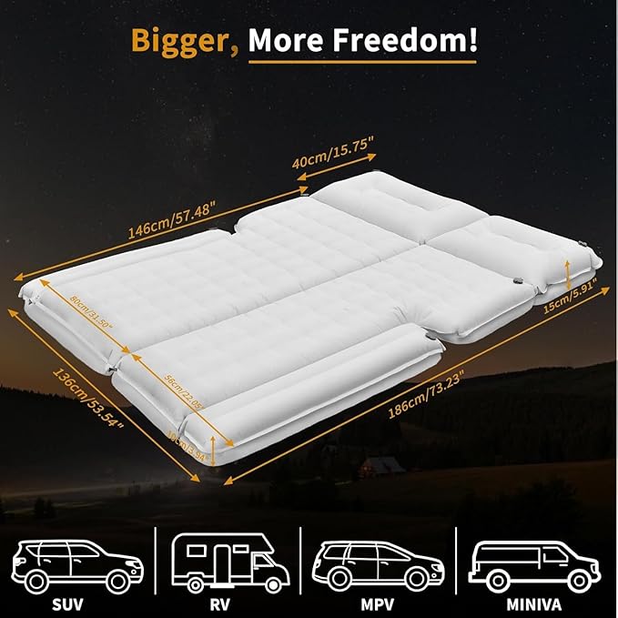 SUV Inflatable Mattress Portable Camping Sleeping Mat Honeycomb Design Car Bed Car Inflatable Mattress Rv Mpv Sleeping Mat