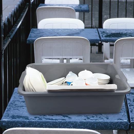 4-Pack 32 L Large Commercial Bus Tubs Plastic Utility Bus Box Gray