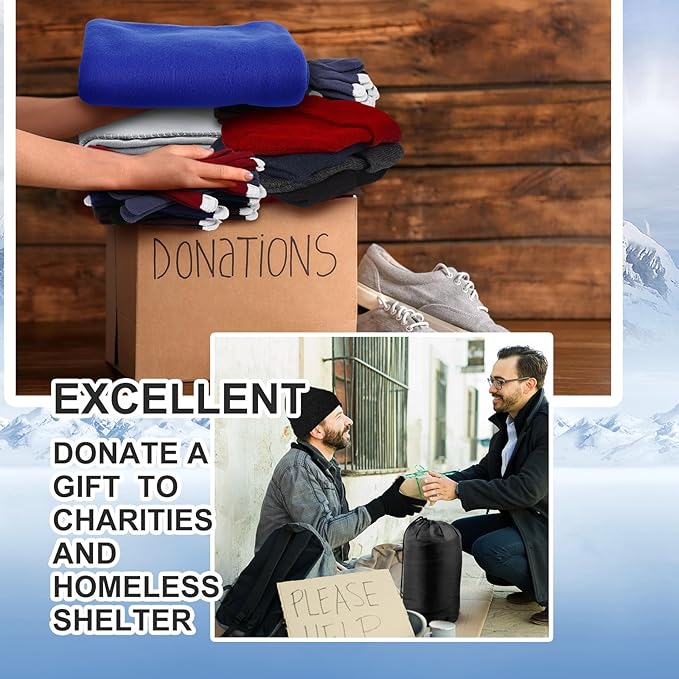 Tranqun 5 Packs Sleeping Bags for Homeless 5 Winter Beanies 5 Gloves Adults 0 Degree Camping Sleeping Bag Waterproof Lightweight for Donation Shelter