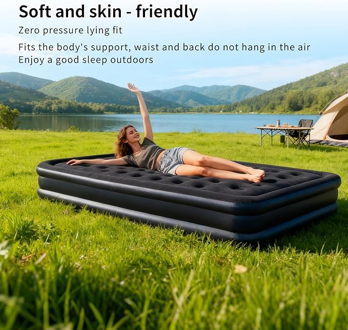 Air Mattress Queen with Built in Pump 16 Raised Comfort Inflatable Bed Portable with Storage Bag for Home Guests Camping Travel 660 lbs Max