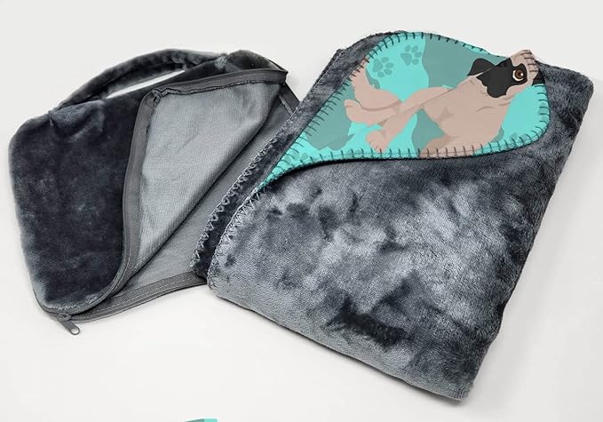 Caroline's Treasures MLM1004TBLT Fawn Pug Soft Travel Blanket with Bag Airplane Blanket Indoor Outdoor Camping Blanket for Traveling Picnics Beach Trips Concerts