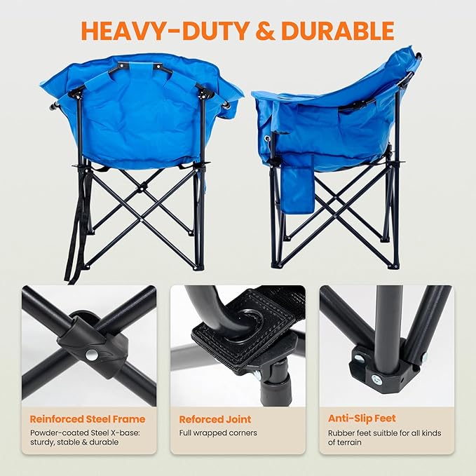 NAIZEA Heated Massage Camping ChairsHeated Outdoor Chair w/3 Heating Mode Oversized Heated Chair for Adults Heavy Duty Folding Camping Chairs for CampFishing Sports EventsNOT Included Battery