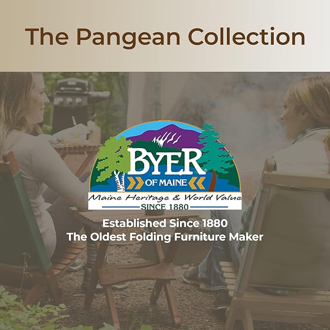BYER OF MAINE Pangean Lounger Chair – Portable Lightweight Foldable Wood and Canvas Chair – Ideal for Camping Patio Lawn and Beach Use in Granite