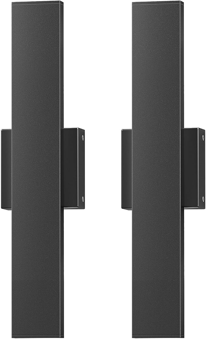 EDISHINE 2 Pack LED Outdoor Wall Lights Dimmable 3000K 4000K 5000K 15.7 Modern Black Outdoor Wall Sconce IP65 Waterproof Linear Exterior Wall Light for Entrance Hallway Garage Porch