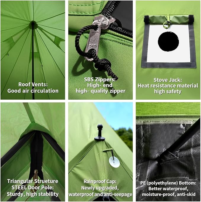 Canvas Bell Yurt Tent with Stove Jack Waterproof Luxury 4 Season Tents for Family Outdoor Camping 100% Cotton Green Glamping Tents for Hunting Partie All Year Living