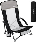 SUNNYFEEL Folding Beach Chair High Back Beach Chairs for Adults Lightweight Portable Camp Chair 300lbs Heavy Duty with Carry Bag Mesh Back Cup Holder for Outdoor Travel Picnic Concert Black