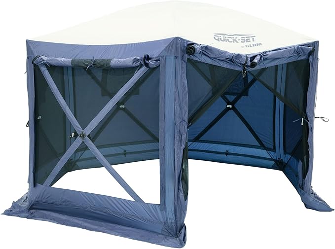 CLAM Pop Up Screen Tent Outdoor Camping Gazebo Canopy Pavilion 12.5' Blue