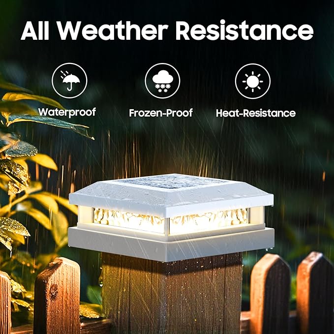 Bosceos Solar Post Lights 8-Pack 2 Color Modes 16LEDs Outdoor Decorative Post Cap Lights Waterproof Solar-Powered Fence Posts Light Fit 4x4 5x5 Vinyl/Wooden Posts in Garden Yard Porch Deck White
