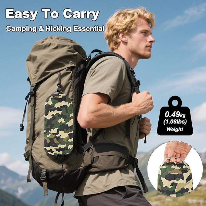 ALAZA Army Camo Green Camouflage Camping Hammocks Single or 2 Person 500 lbs Portable Parachute Travel Hammock w/Tree Straps for Hiking Backpacking Indoor Outdoor