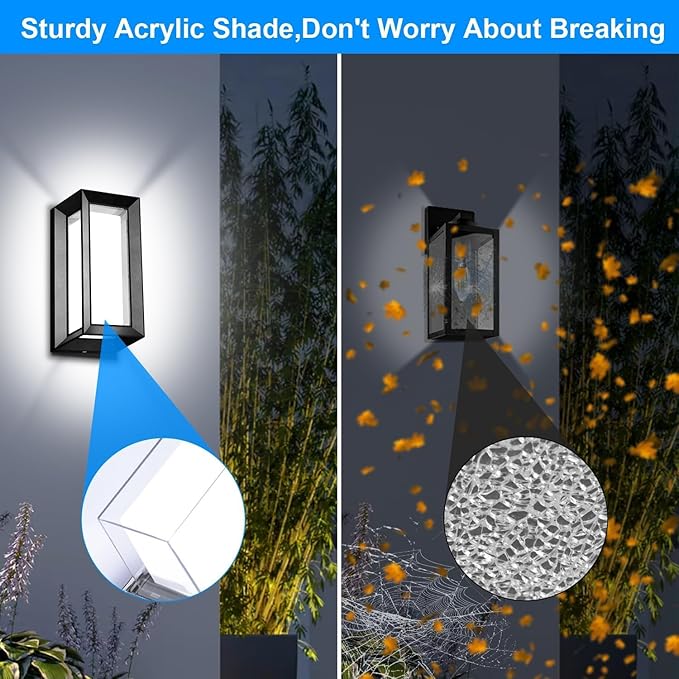 ledmo Modern Outdoor Wall Light with Aluminum Frame 1800LM Wall Sconce with Acrylic Shade 18W Porch Light Fixture IP65 Waterproof Exterior Light for Garage Patio Garden Entryway 2 Pack