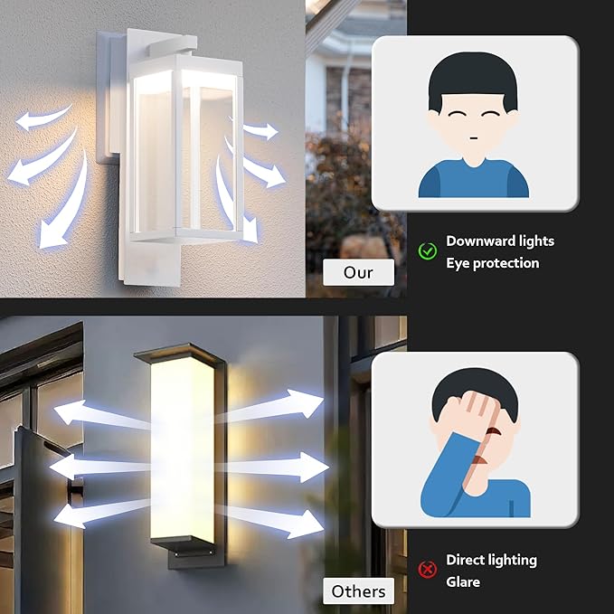Outdoor Wall Sconce Exterior Waterproof Wall LanternsModern Black Exterior Light Fixture with Clear Glass Shade Anti-Rust Outdoor Wall lamp for Patio Front Door Entryway Garage