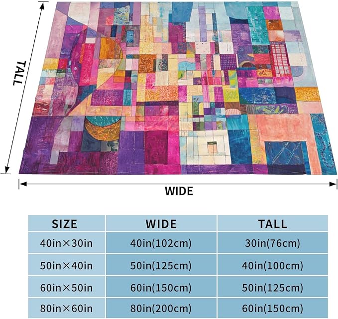 Grid Harmony Soft Fleece Blanket 60 * 50 inch Soft Sofa Blanket Suitable for Sofa Camping Travel Night Cover Blanket