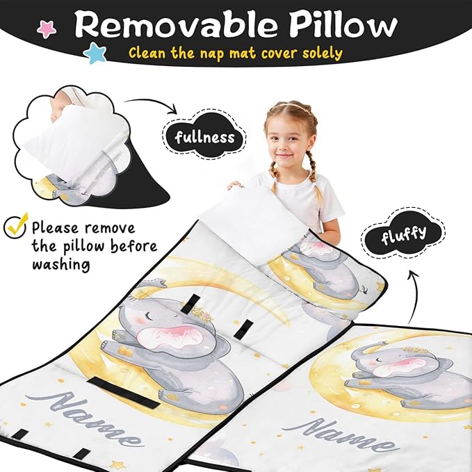 Toddler Sleeping Bag with Blanket &amp Pillow – Personalized Roll-Up Nap Mat with Custom Name for Kids