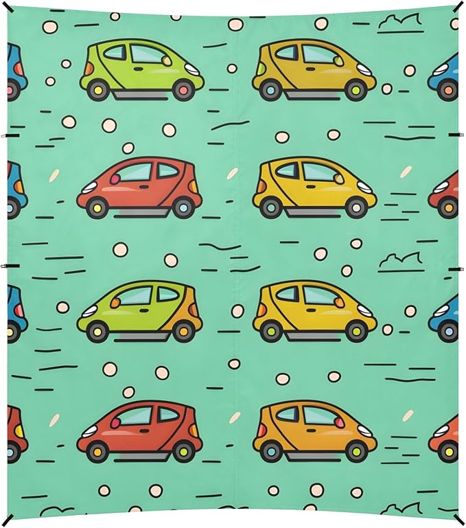 Cartoon Cute Cars Camping Sun Shelter Beach Tent Portable Beach Sun Shade Outdoor Canopy for Camping Trips Fishing Picnic