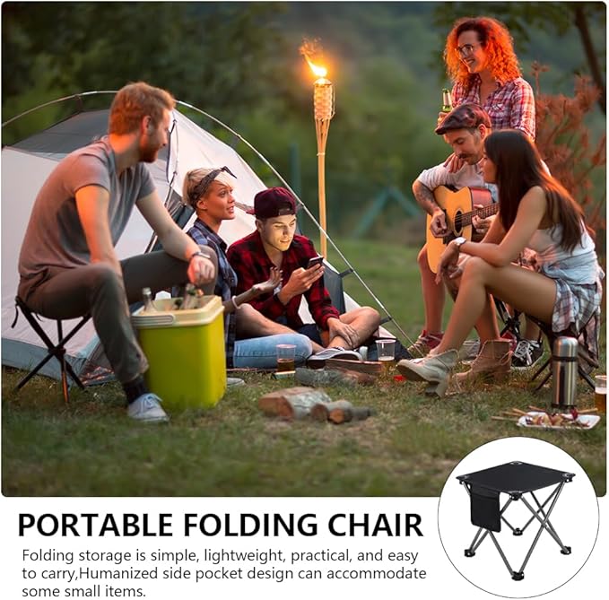 3 Pack Camping Stool Camping Foot Stools Portable Folding Camp Stool with Storage Bag Folding Stool Suitable for Fishing Beach PicnicOutdoor - Black
