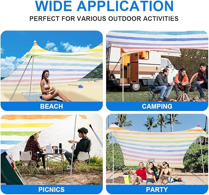 YUKIHOME Beach Tent Sun Shade Canopy Tent UPF 50+ Camping Beach Sun Shelter 7 x 7ft 2 Pole Lightweight Easy Set Up and Carry