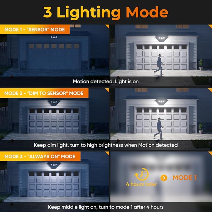 Solar Motion Sensor Outdoor Lights 3 Modes LED Security Flood Light with Remote Control IP65 Waterproof Solar Powered Outside Wall Light for Garden Patio Garage Yard (Black 2 Pack)