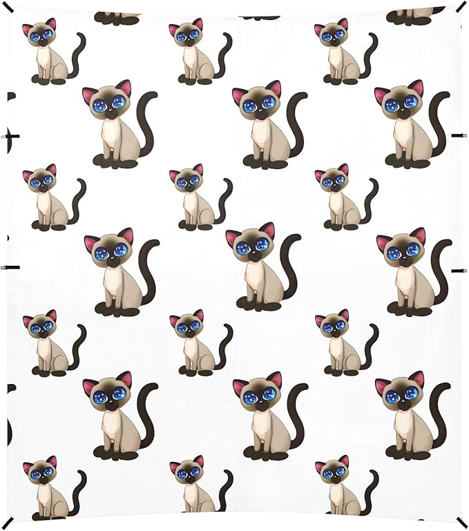 Camping Sun Shelters Cute Blue Eyes Siamese Cat Beach Canopy 126 * 110.2in