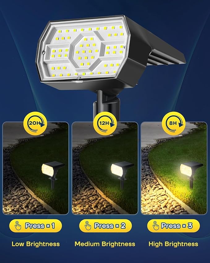 Kaxiida Solar Lights Outdoor Waterproof IP68 3 Lighting Models Solar Powered Spot Lights Outdoor 56LED Solar Light Dusk to Dawn for Yard Patio Garden Pathway Landscape Lighting (Warm White10 Pack)