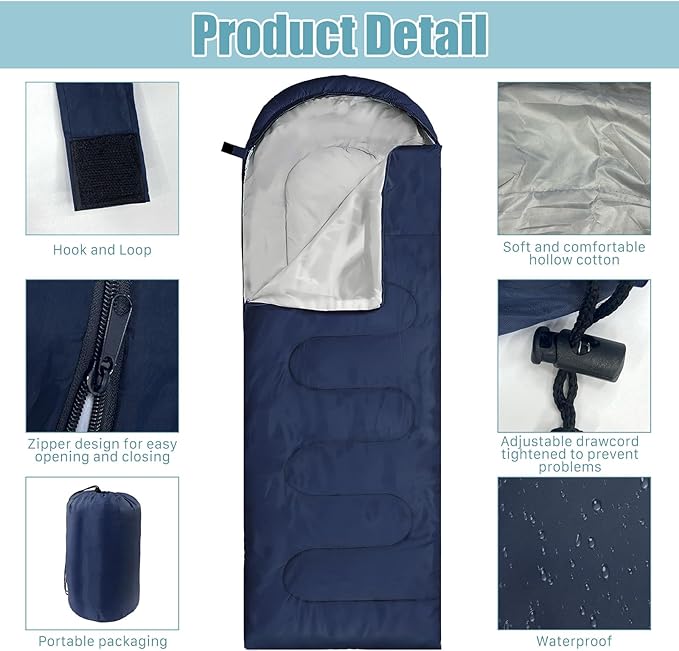12 Pcs Camping Sleeping Bags Bulk 4 Seasons Warm Cold Weather for Homeless Waterproof Lightweight with Compression Bag Camping Gear Equipment for Adults Backpacking Hiking Travel