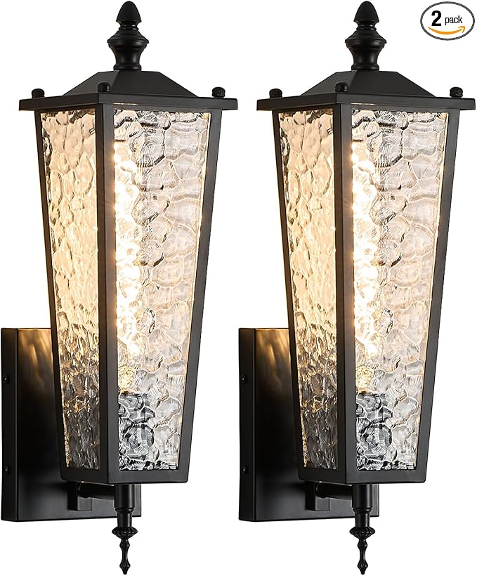 2-Pack Outdoor Wall Light Black Exterior Lighting Fixture with E26 Sockets &amp Clear Glass 17.7in Waterproof Porch Wall Lanterns for GaragePatioFront DoorHouse