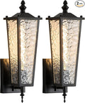 2-Pack Outdoor Wall Light Black Exterior Lighting Fixture with E26 Sockets &amp Clear Glass 17.7in Waterproof Porch Wall Lanterns for GaragePatioFront DoorHouse