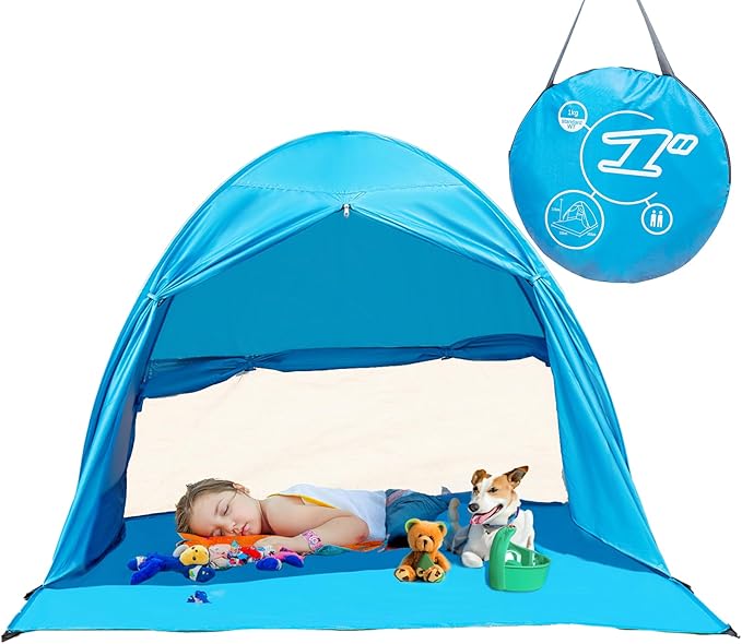 Lightweight and Portable Pop Up Tent with 5-Second Setup UPF 50+ Sun and Rain Protection with Window Ventilation for Beach Essentials.
