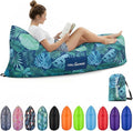 Portable Inflatable Lounger for Beach &amp Camping – Self-Inflating Air Couch Beach Sofa and Outdoor Lounge Chair for Relaxation and Comfort