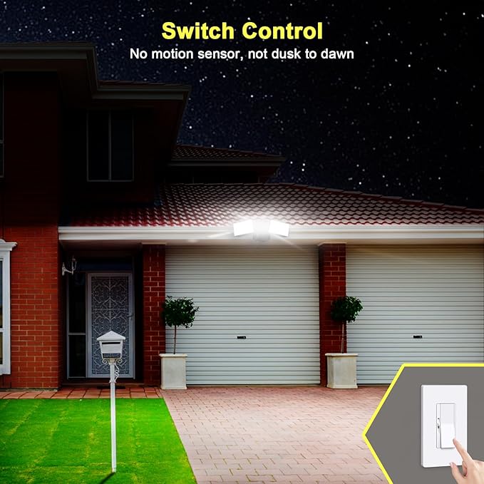 EMANER Dimmable Security Flood Lights Switch-Controlled 5000K Hardwired LED Flood Light 24-Watt (250W Equivalent) Wall Dimmer Change Brightness