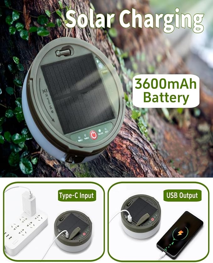 Solar Camping String Lights 39.4 FT Fairy String Light 4 in 1 Portable Waterproof Camp Lamp with 8 Lighting Modes Hanging Rechargeable Tent Lantern for Christmas Decorations Patio Party Essentials