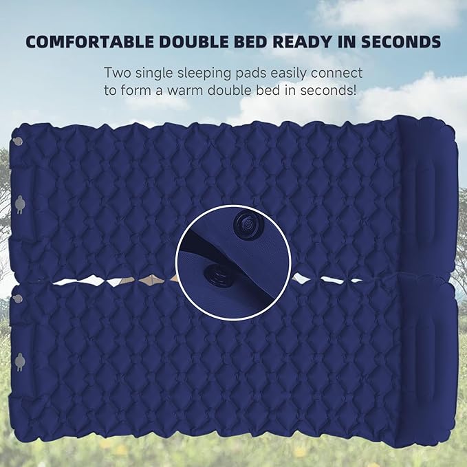 Inflatable Sleeping Pad with Pillow for Camping-Built in Fast Inflation-Ultralight Upgraded Durable Compact Sleeping Mat Moisture Proof Air Mattress for Camping BackpackingHikingTravelTent