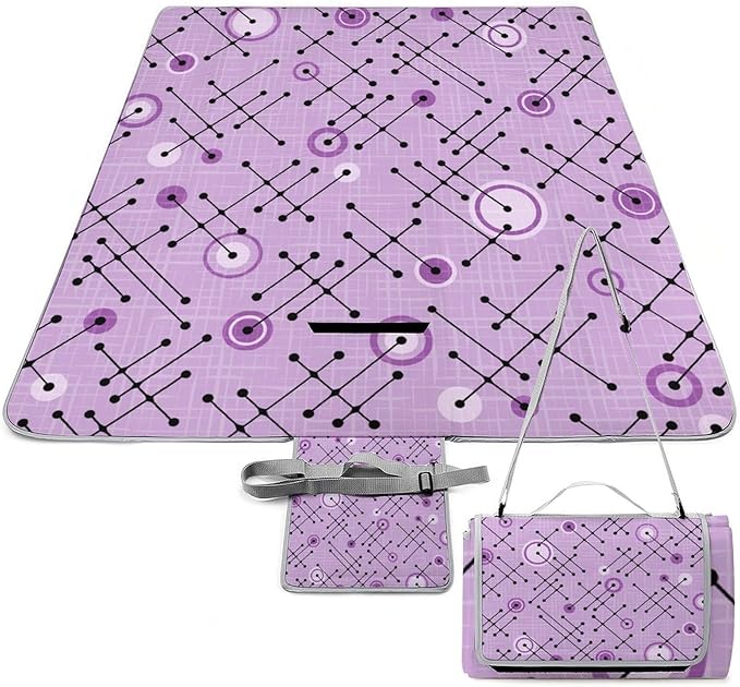 Modern Mid Century Seamless Abstract Pattern Waterproof Outdoor Picnic Blanket Sandproof Beach Mat for Camping Hiking Grass Travelling