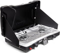 Coleman Triton+ 2-Burner Propane Camping Stove with InstaStart Ignition Portable Camping Cooktop with 2 Adjustable Burners &amp Wind Guards 22000 BTUs of Power for Camping Tailgating Grilling