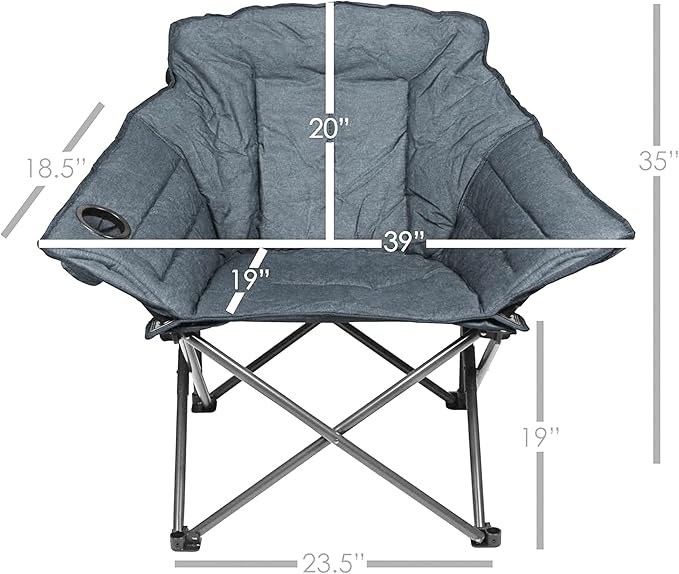 Zenithen Limited Foldable Portable Guidesman Padded Folding Chair Perfect for Camping Outdoor Sporting Events Patio Furniture and Campires Gray (Pack of 2)