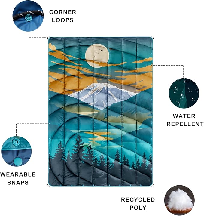 Camping BlanketLightweight Puffy Printed Camping Blanket Packable Outdoor Blanket for CampingTraveling Stadium Hiking Picnics
