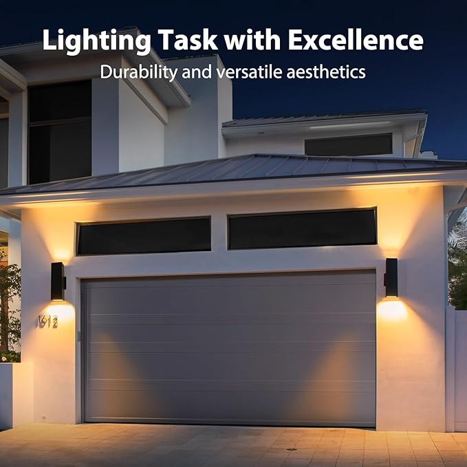 Up and Down Lights Modern Exterior Lighting Fixtures 11.8 Outdoor Porch Light IP65 Waterproof Outside Lights for House Garage PatioE26 Bulbs not Included - 1 Pack