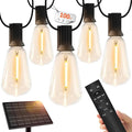 100 FT Solar String Lights Outdoor Waterproof with Remote &amp USB Port Solar Power Patio Hanging Lights with Dimmer Shatterproof LED Edison Bulb Outdoor String Lights for Outside Cafe Yard Fence