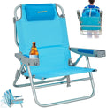 #WEJOY Extra Wide Beach Chairs for AdultsReclining 5 Adjustable Position Folding Beach Chairs with Cup Holder Lightweight Aluminum Backpack Beach Chair with Padded headrest500 LBS Heavy Duty