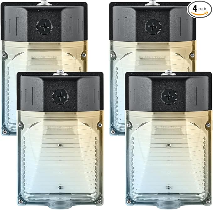 30W LED Wall Pack Light with Dusk to Dawn Photocell 4Pack 3CCT 4000/5000/6500K 15/20/25/30W Selectable LED Wall Lights Outdoor Security Lighting for House Garage Yard Garden 100-277VAC ETL Listed