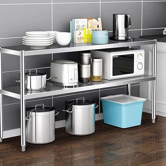 2 Tier Stainless Steel Countertop Shelf for Kitchen and Living Room