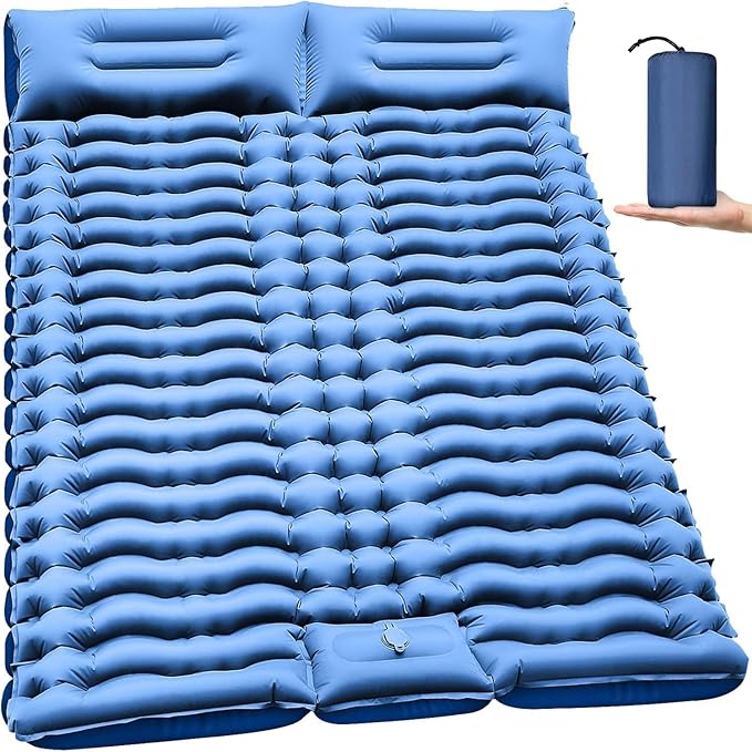 Camping Sleeping Pad Ultralight Camping Mat with Pillow Built-in Foot Pump Inflatable Sleeping Pads Compact for Camping Backpacking Hiking Traveling TentDouble