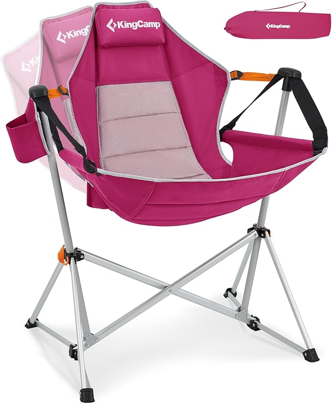 KingCamp Hammock Camping Chair Swinging Portable Folding Camp Chairs for Adults Max 400lbs Heavy Duty Foldable Oversized Rocker with Aluminum Alloy Frame Cup Holder for Outdoor Beach Patio Sport