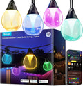 Govee Clear Bulb Outdoor String Lights 48ft RGBWIC Dimmable Patio &amp Backyard Lights with 15 LED Bulbs 111 Modes IP67 Waterproof &amp Shatterproof Works with Alexa Google &amp Matter